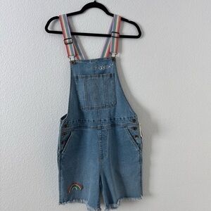 UNISEX Pride Adult QUEEN Rainbow Denim Short overalls